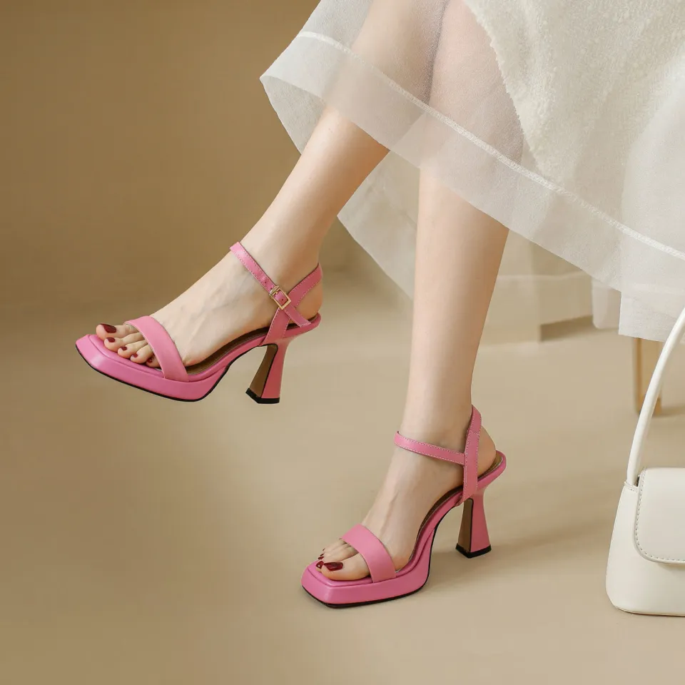 ZAZA Korean High Heel Sandals for Women Black Shoes for Women