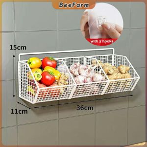 BF. Wall Mounted Storage Basket Seasoning Storage Kitchen Organizer Rack