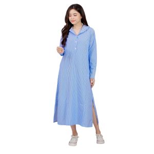 RED-Maxi Stripe Hoodie 1024#/Hoodie Dress Korean Style/Dress Panjang Salur