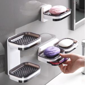 Water Soap Dish Bathroom Portable Soap Holder Wall Storage Rack Organizer Bathroom Accessories