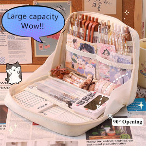 Large Capacity Cute Kawaii Pencil Bag with Durable Canvas, Various Colors and Designs, Perfect for Students and School Supplies Storage, Safe and Convenient