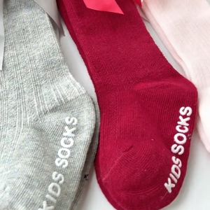 3 Pairs Socks for baby girl Newborn Baptismal Cotton Soft Lace Socks Big Bow Knee High Long socks for kids