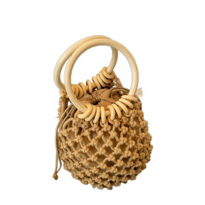 YOCKY Elegant Straw Woven Handbag Weaving Handmade Woven Beach Bag Fashion Korean Style Bucket Tote Bag Lady