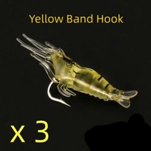 3pcs Artificial Shrimp Fishing Lures Soft Prawn Shrimp Artificial Bait Hooks Simulation Fishing Gear