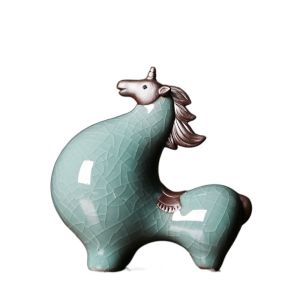 MMLUCK Hiện đại Tượng ngựa Gốm Dễ thương Điêu khắc động vật Tiểu cảnh Sáng Tạo Bức tượng thu nhỏ Fortune Attraction