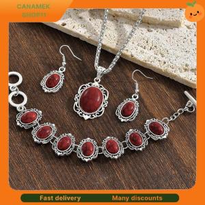 ❣️❣️❣️ 3pcs Womens Vintage Turquoise Bracelet Necklace Earrings Set Healing Stone Decoration Gift