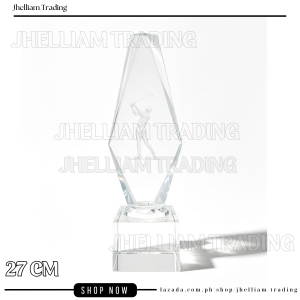 1 PC l 27CM l Premium Crystal Golf Trophy l 3D Laser Embedded Golfer Design l 620-1