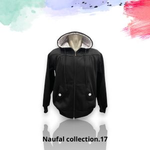 Jaket Hoodie Sweater Zipper Polos Perempuan Resleting polkadot Lembut Nyaman Oversize Distro Hitam Panjang Keren Bahan Fleece