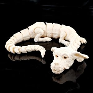 NTNKC Joint Movable Lucky Dragon Figurine 3D Printed Unique Chinese Dragon Toy Funny Realistic Dog Head Dragon Ornament For Home Decor Gift
