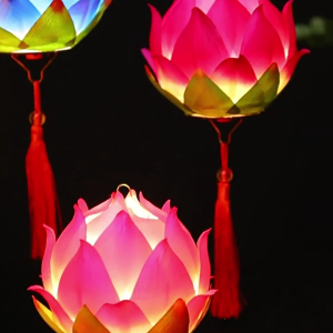 Portable Blossom Flower Lanterns with Light Lamp DIY Party Glowing Lanterns New Year MidAutumn Festival Dancing Props
