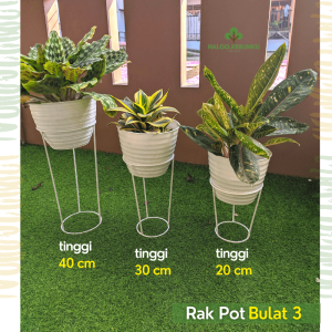 1 PAKET ISI 3 STANDING POT BUNGA MODEL BULAT TINGGI 40 30 20
