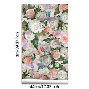 Oil Painting Flower Self Adhesive Wallpaper Floral Peel and Stick Wallpaper Kertas Dinding Watercolor Removable Contact Paper for Home Decor