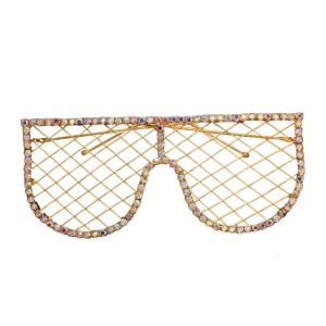 Hợp thời trang không có Vành kính mắt có tính năng độc đáo và lấp lánh thạch khung hợp kim Kính mắt phụ kiện dự tiệc Kính mắt