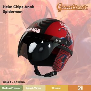 Helm Anak Retro Chips Karakter Spiderman Merah Lucu Untuk Usia 1 2 3 4 Tahun Laki Perempuan