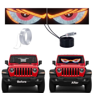 2pcs Divel Eye For TruckCool Led Windshield Display Animation Flashing Demon Eyes for Front and Rear Windshield Dynamic Lights for Motor Vehicle