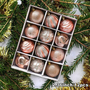 Christmas Balls 12pcs Xmas Tree Decorations Set Party Holiday 6cm Pattern Ornaments Shatterproof Hanging Ball Big Size Baubles For NewYears Festive
