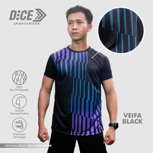 DiCE BASIC SERIES Veifa Black Atasan Kaos Jersey Dryfit Olahraga Running Gym FutsaL