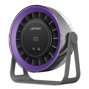 JAMAY Turbo USB Rechargeable Silent Desk Fan 100-Speed 6000mah  Quiet 360° Rotation with LED Light & Remote control wall hanging F20