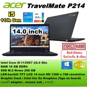 [มือสอง]Notebook Acer TravelMate P214 CPU Core i5 1135G7 2.4ghz (gen11)/RAM 16GB/m.2 256gb/จอ14/win10