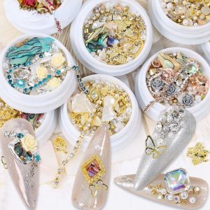 IVAOU Girls Sea Shell Nail Ornaments Nail Salon DIY Nail Material Nail Rhinestones Nail Art Flakes Nail Art Fragments 3D Nail Decoration