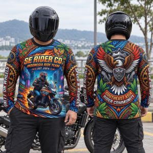 Mens Plus Size SE Rider Graphic Long Sleeve Motorcycle Crew Neck Top LA043