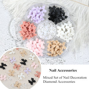50Pcs 3D Flower Butterfly Rhinestone Pearl Mixed Nail Art Accessories for DIY Manicure Nail Art Decoration