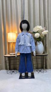Setelan alana cutbray salur anak perempuan usia 3 - 10 tahun / setcel kombinasi katun brukat celana jeans cutbray