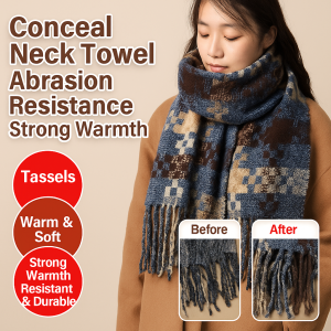 Silk Scarf Vintage Plaid Tassels Towel Unique Fashion Good Warmth Fits the Face Scarf Elegance