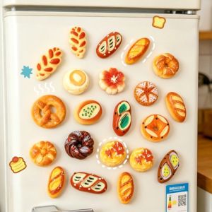 6pcs Mini Bread Fridge Magnetic Stickers 3D Realistic Food Patch Home Decorations