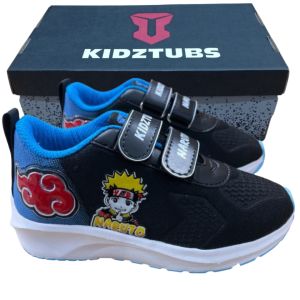 Sepatu Sekolah Anak Laki Laki Perempuan Sepatu Warna Hitam Murah Tali Perekat Karakter Anime Naruto Sipuden Umur 6-10 Tahun PAUD TK SD-KIDZTUBS1942040824