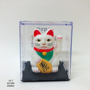 Fengshui Lucky Cat Mini Maneki Neko Cat Waiving Solar Decor Charm Figurine
