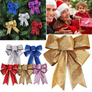 CURRANT 1PC Large New Year Decoration Christmas Bows Butterfly  Bow Hanging Pendant Xmas Party Supplies Ribbon Bows Home Decor Christmas Tree Ornaments