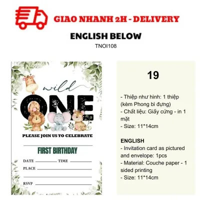 Thiệp Mời Thôi Nôi Nhiều Mẫu Cho Bé - 1st Birthday Invitation Card Multiple Options For Baby TNOI108
