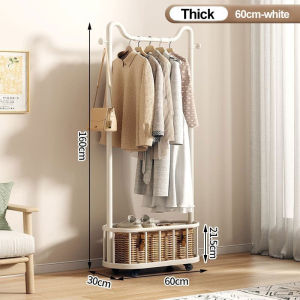 Nordic Metal Clothes Rack Double Single Layer Garment Hanger With Wheels Mesh Basket Storage Organizer Cat Ear Hook
