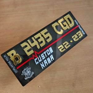 Plat untuk Motor Hitam Dengan Bahan Akrilik Tebal Angka Gold Bebas Request Angka