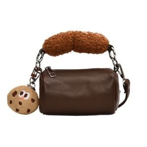 CRNGW Food Series PU Leather Shoulder Bag Plush Small Cartoon Crossbody Bag High Quality Bag Pendant Cookie Hot Dog Handbag Girls