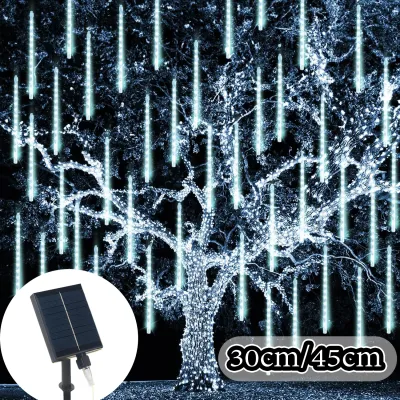 8 Tubes 30/45CM Solar in Meteor Rain Lights Outdoor Waterproof Christmas Tree Courtyard Garden Decor