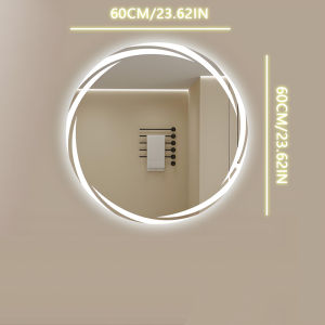 Bathroom half mirror intelligent one click defogging LED three color adjustable light wall mounted round mirror