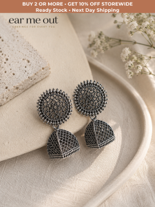 [SG] Vintage Oxidised   Filigree Jhumka Earrings | Antique Bohemian Ethnic Drop Earrings | Traditional Indian Statement Earrings | ear me out (EMO-39)