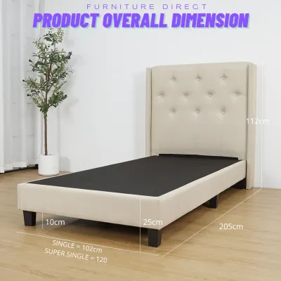 Furniture Direct LOGAN Single Size Pet Friendly Divan Bed Frame-Grey