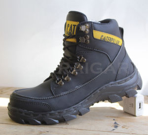 Sepatu Caterpillar Boots Safety Ujung Besi Hitam Polos Kerja Proyek Keren Kuat Anti Licin