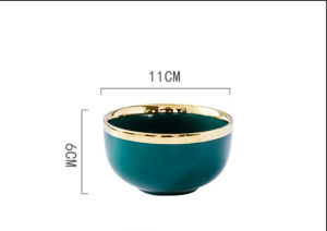 Bán Lẻ Bộ Bát Đĩa Cao Cấp Gosu Chén Đĩa Decor Xanh Ngọc Viền Vàng 26 Chi Tiết Phong Cách Bắc Âu