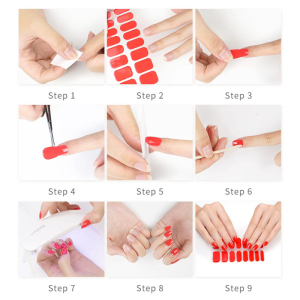 Semi Cured Gel Nail Polish Stickers Fashion Design Glitter Nail Polish Strips Adhesive Full Wraps Gel Nail Art Sticker