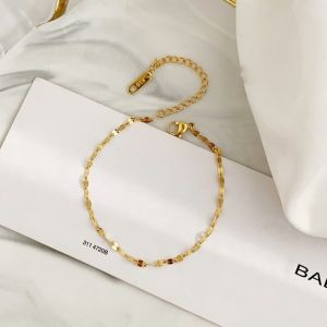 Lắc chân titan nữ vòng chân nữ cá tính dây trơn mạ vàng sáng màu không đen gỉ