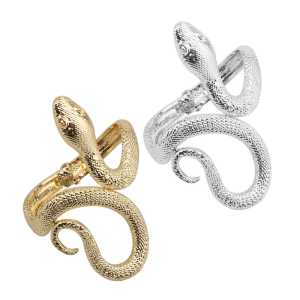 Stylish Irregular Snake Open Bangle Gold/Silver Tone Animal shaped Bracelet Punk Wristband Accessories for Men and Women