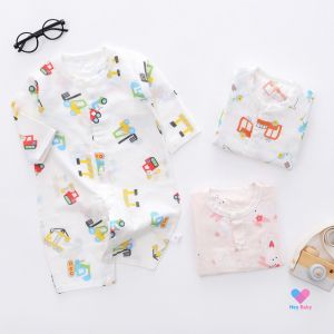 บอดี้สูทผ้ามัสลิน 0-6 เดือน ผ้าโปร่ง ใส่สบาย ระบายอากาศดี ไม่ร้อน เสื้อผ้าเด็ก ชุดมัสลิน ชุดเด็กแรกเกิด ชุดเด็กมัสลิน Bodysuits B264