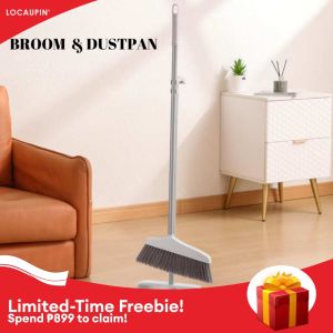 Locaupin Household Cleaning Broom & Dustpan SET Plastic Long Handle Floor Sweeper Sturdy & Durable Cleaning Tools