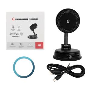 Foldable Magnetic Car Phone Holder Car Vacuum Suction Bracket 15W Wireless Charger For IPhone 18 17 16 15 Pro Max Mi Stand