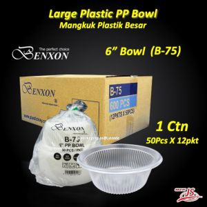 6" Benxon Disposable Large Bowl Plastic Mangkuk Plastik Besar 50pcs X 12Pkt / 1Ctn