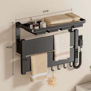 FFBH Wall Mount Electric Heated Towel Rail Modern Smart Bathroom Towel Rack Water Towels Radiator Bathroom Accessories Supplies 9H4B3